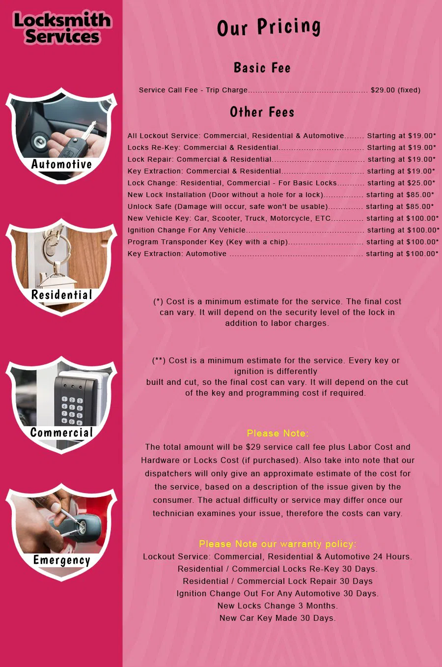 Forked River NJ Locksmith Store Forked River, NJ 609-225-4561 - price-list-c-18